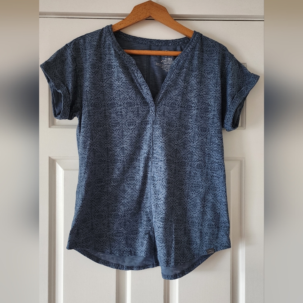 LL Bean Women's Streamside Tee, Short-Sleeve Splitneck print